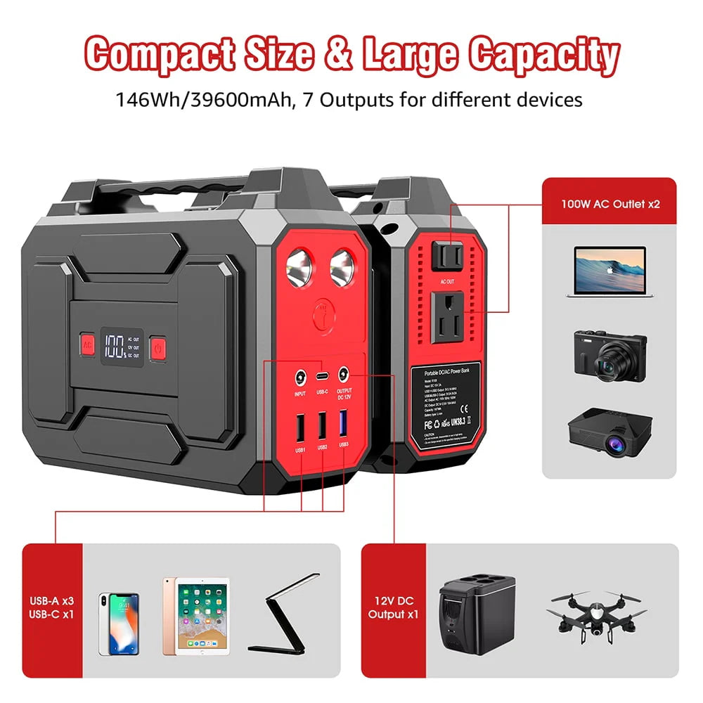 Portable Power Bank 146Wh AC 100W Black Y89330