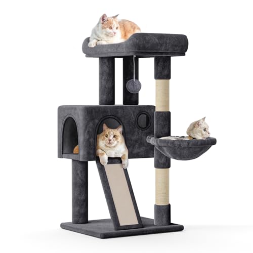 Soft Pink 36 Inch Cat Tree with Condo and Hammock X196