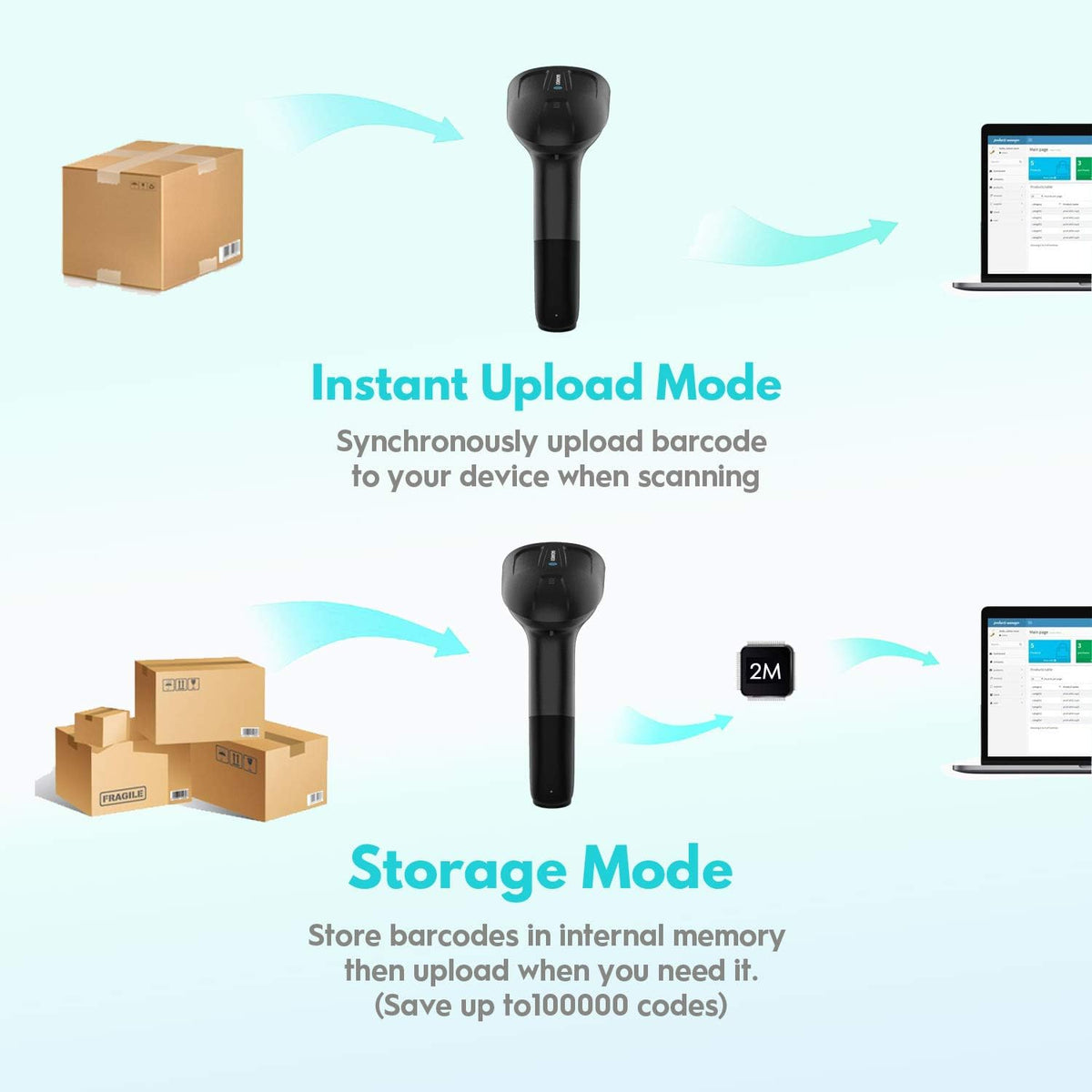 Wireless 2D Barcode Scanner with Hands-Free Stand W23234