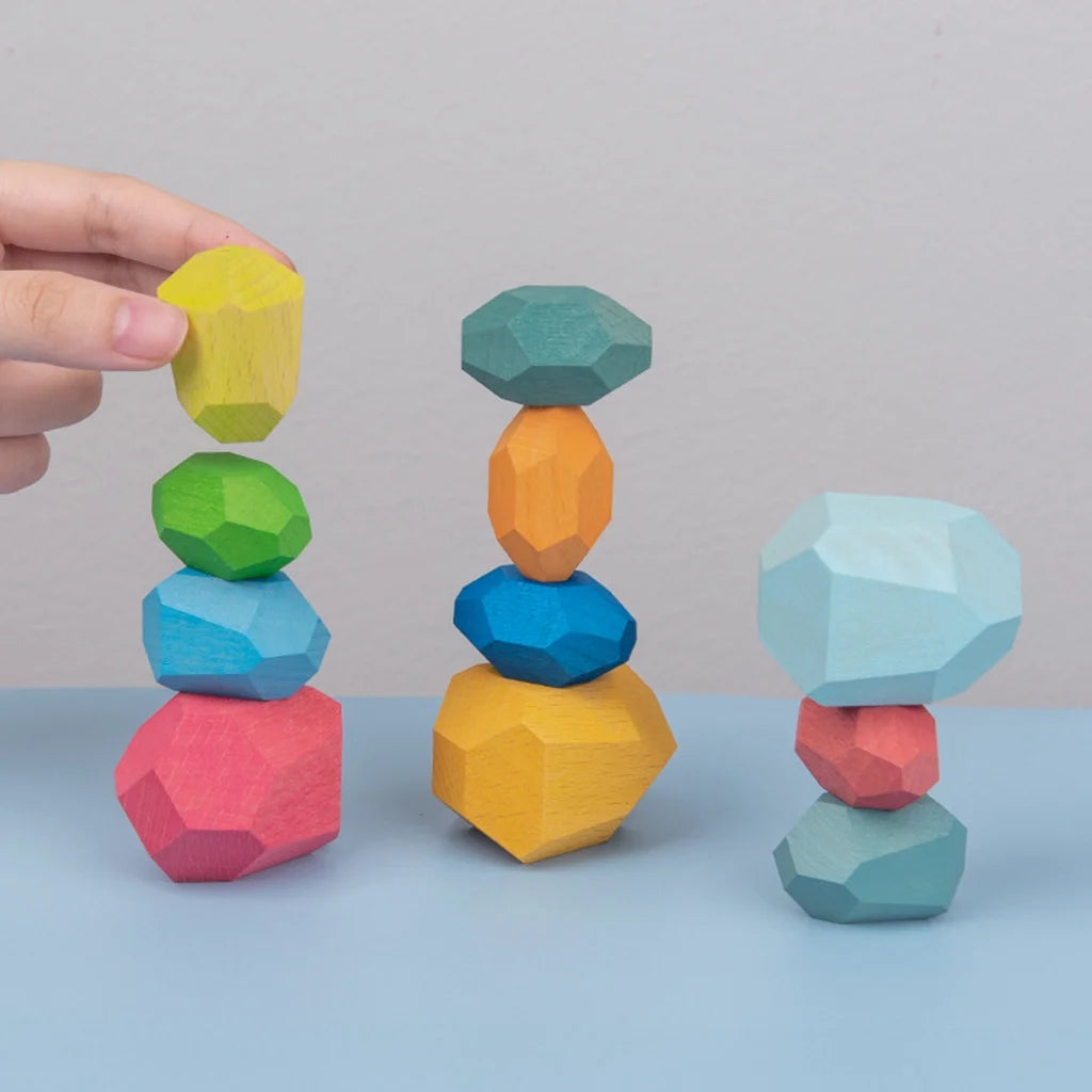 5PC Wooden Stone Stacking Game Building Block Toy Q766