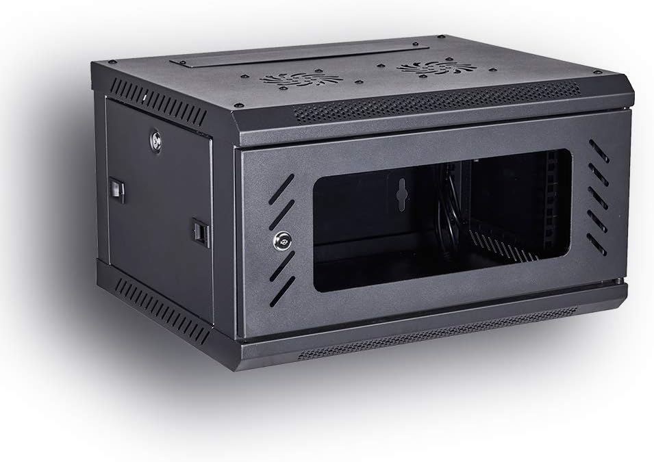 Wall Mount Rack Server Cabinet 19-Inch Network Enclosure with Locking Glass Door 16-Inches Deep T379370