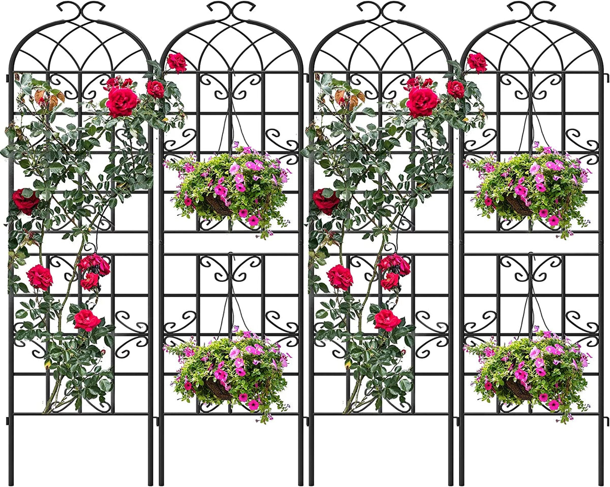 Black Metal Decorative Garden Fencing 4 Pack X119288