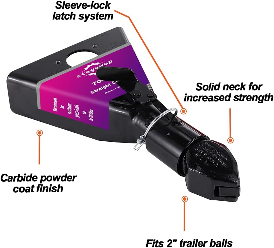 2" Forged A-Frame Trailer Coupler with Trigger Latch SAE Class III 7000 lb Black Pack of 2 R758954