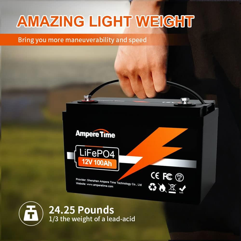 12V 100Ah LiFePO4 Battery with 14.6V 10A Charger H586