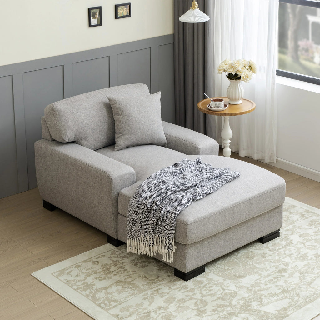 Oversized Gray Chaise Sleeper Sofa R8819