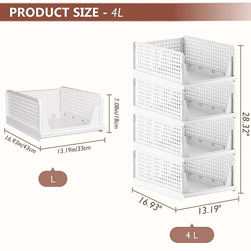 5 Pack White Stackable Plastic Storage Bins P847