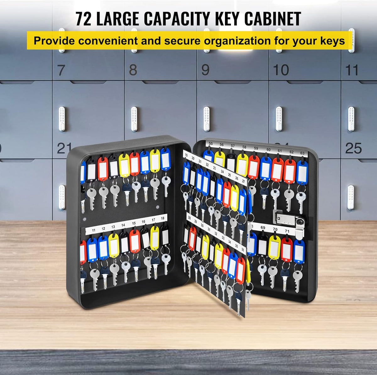 Black Steel Key Cabinet, 72 Positions, Wall Mounted, Pack of 2 V133