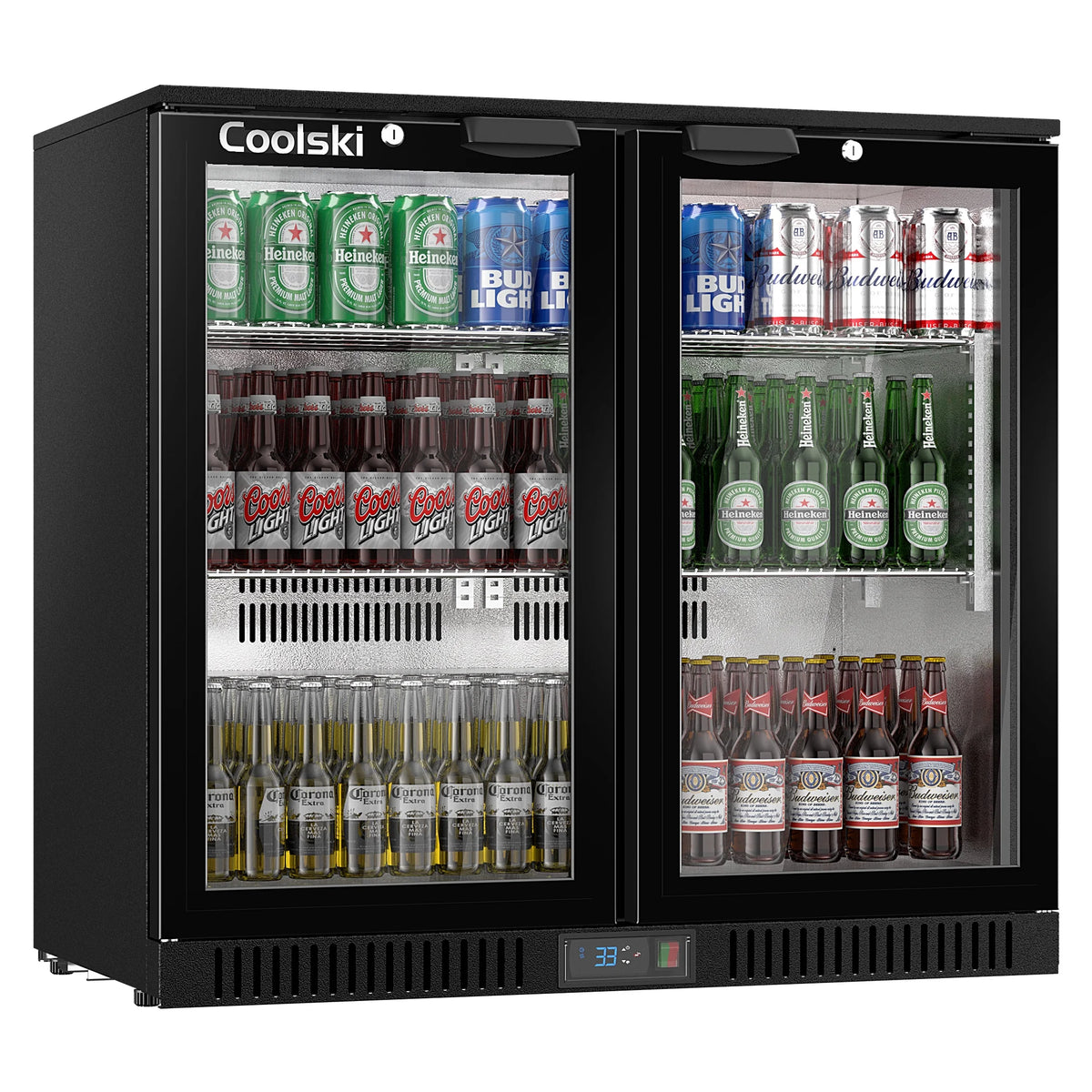 Black 2 Glass Door 7.0 Cu.Ft. Undercounter Beverage Refrigerator Y8835