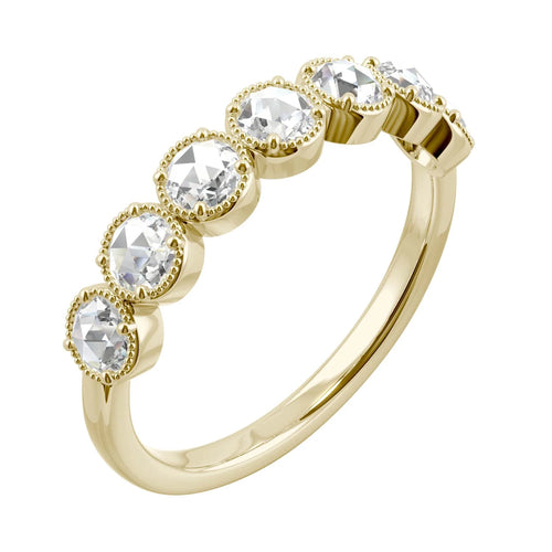 14K Yellow Gold 3mm Round Rose Cut Moissanite Wedding Band Size 6 Q68379
