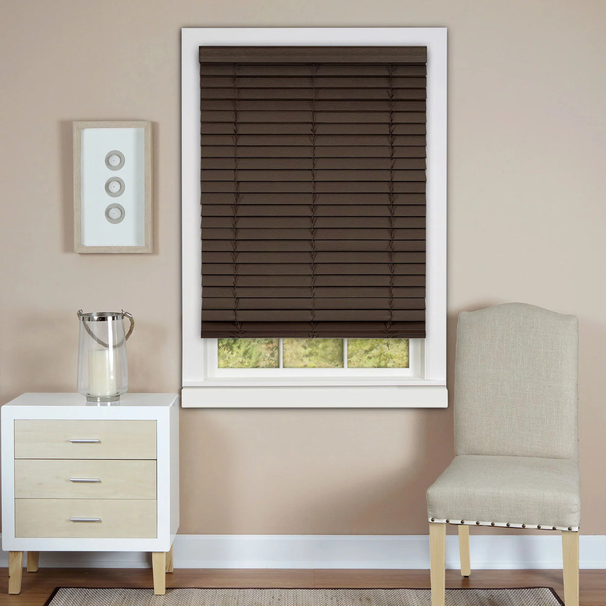 Cordless Mahogany Wood Plantation Blind 23" x 64" Q654