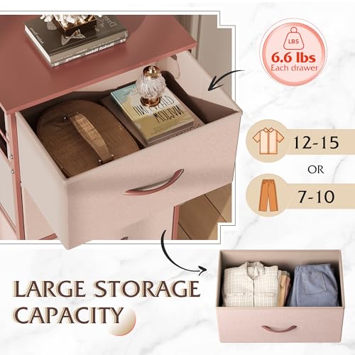 Rustic Brown 4 Drawer Fabric Storage Dresser M5246