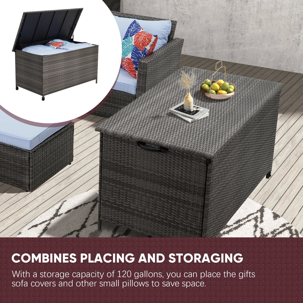 7 Pieces Wicker Rattan Sectional Conversation Set B3024