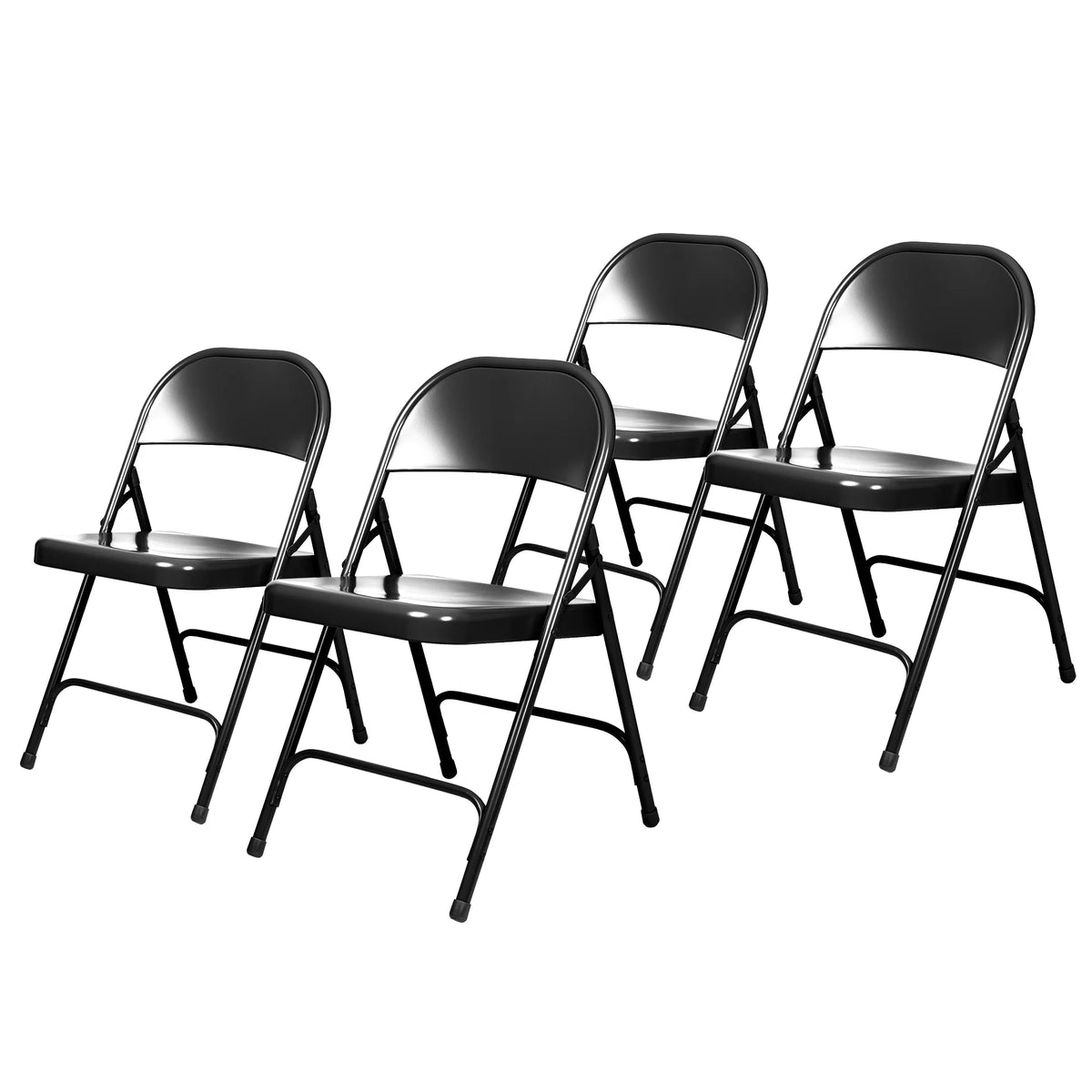 Black Steel Folding Chair, Pack of 4 T905