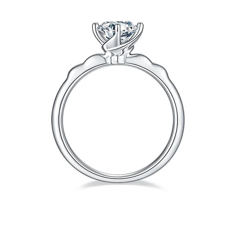 18K White Gold Plated Moissanite Solitaire Engagement Ring A3984
