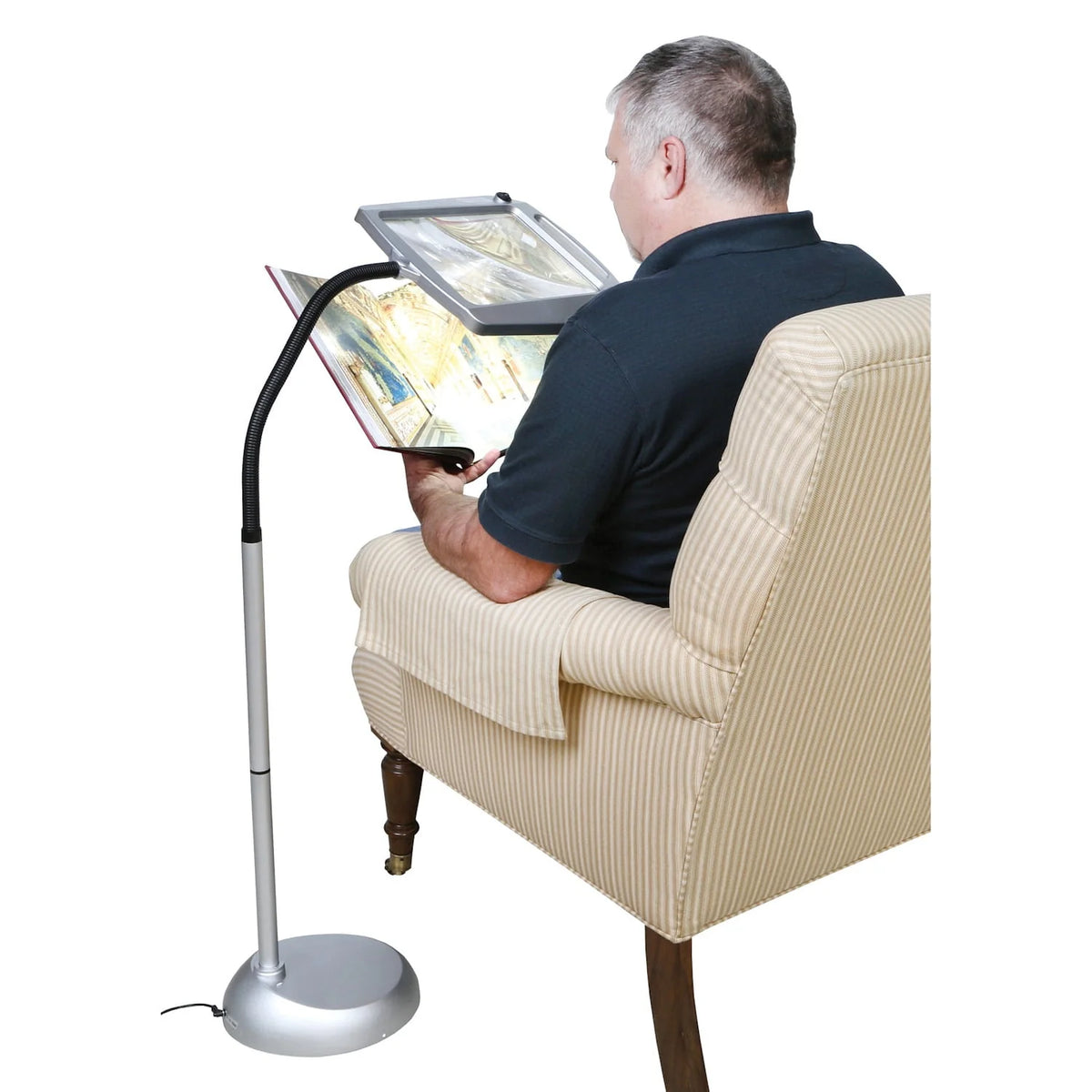 Bronze LED Illuminated Floor Magnifier Lamp P448