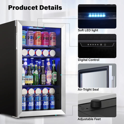 102-140 Can Freestanding Mini Drink Fridge with Glass Door E8013