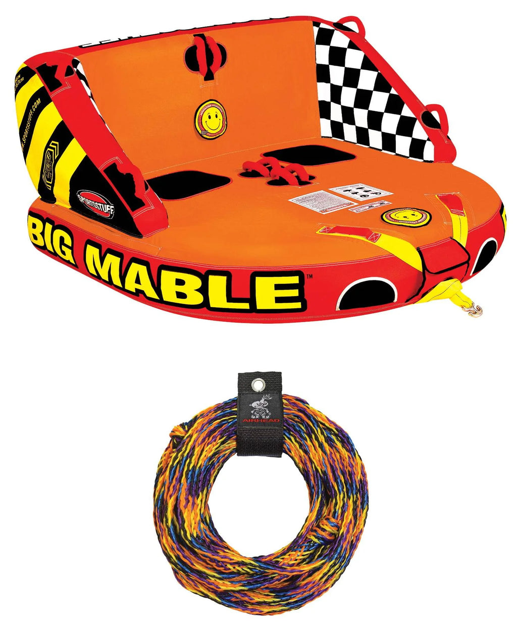 Double Rider Towable Inflatable Tube with Tow Rope D300681