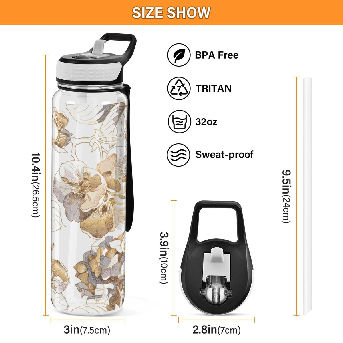 32oz Clear Tritan Water Bottle with Straw A367