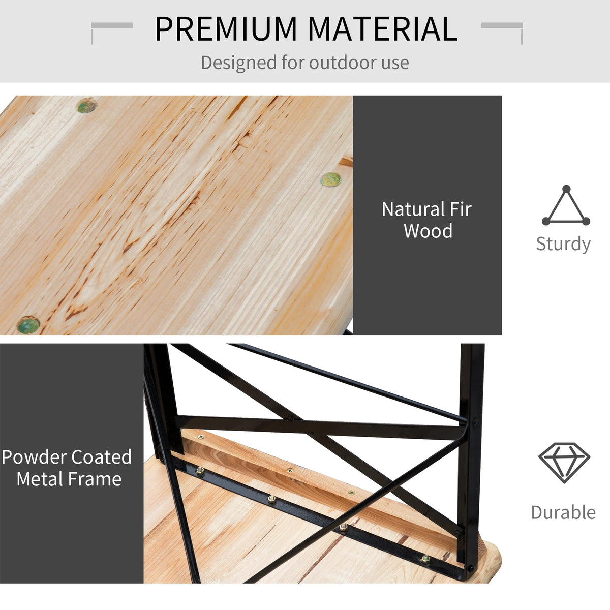 Wooden Outdoor Folding Picnic Table Set with Bench O669251