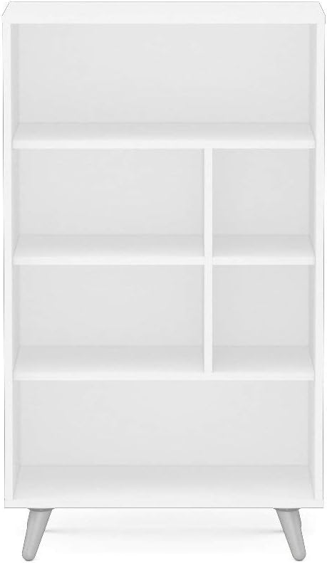White 6 Open Shelves Bookcase P1556