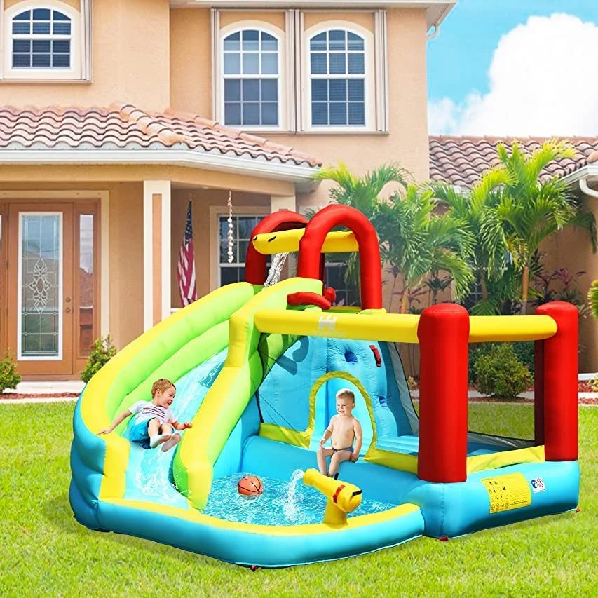 Inflatable Water Slide Bounce House with Splash Pool U98907
