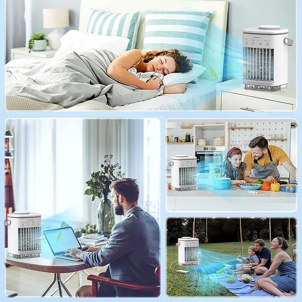 White USB Air Cooler Fan with 3-speed Adjustable, Low Noise, Water Tank J4089