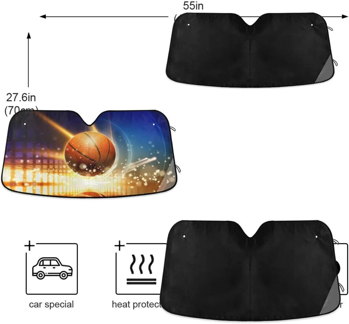55x27.6in Foldable Windshield Sun Shade B70126
