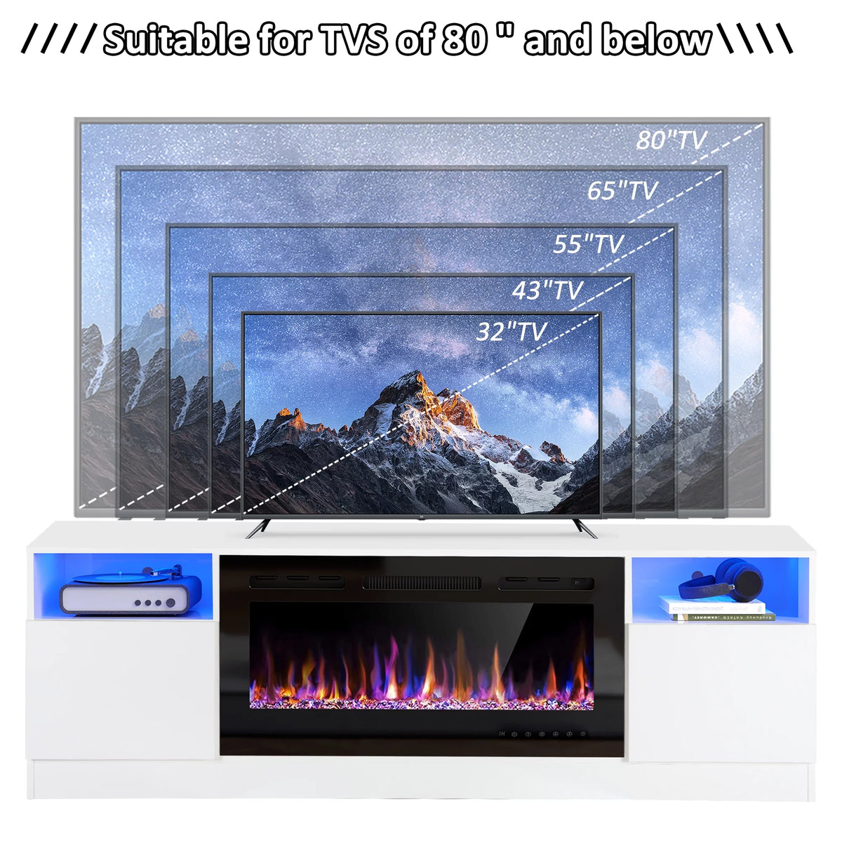 70" Fireplace TV Stand with 36" Electric Fireplace B62797