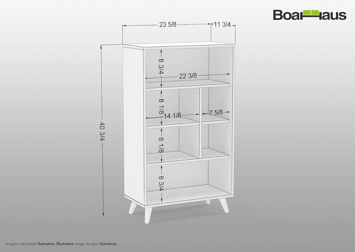 White 6 Open Shelves Bookcase P1556