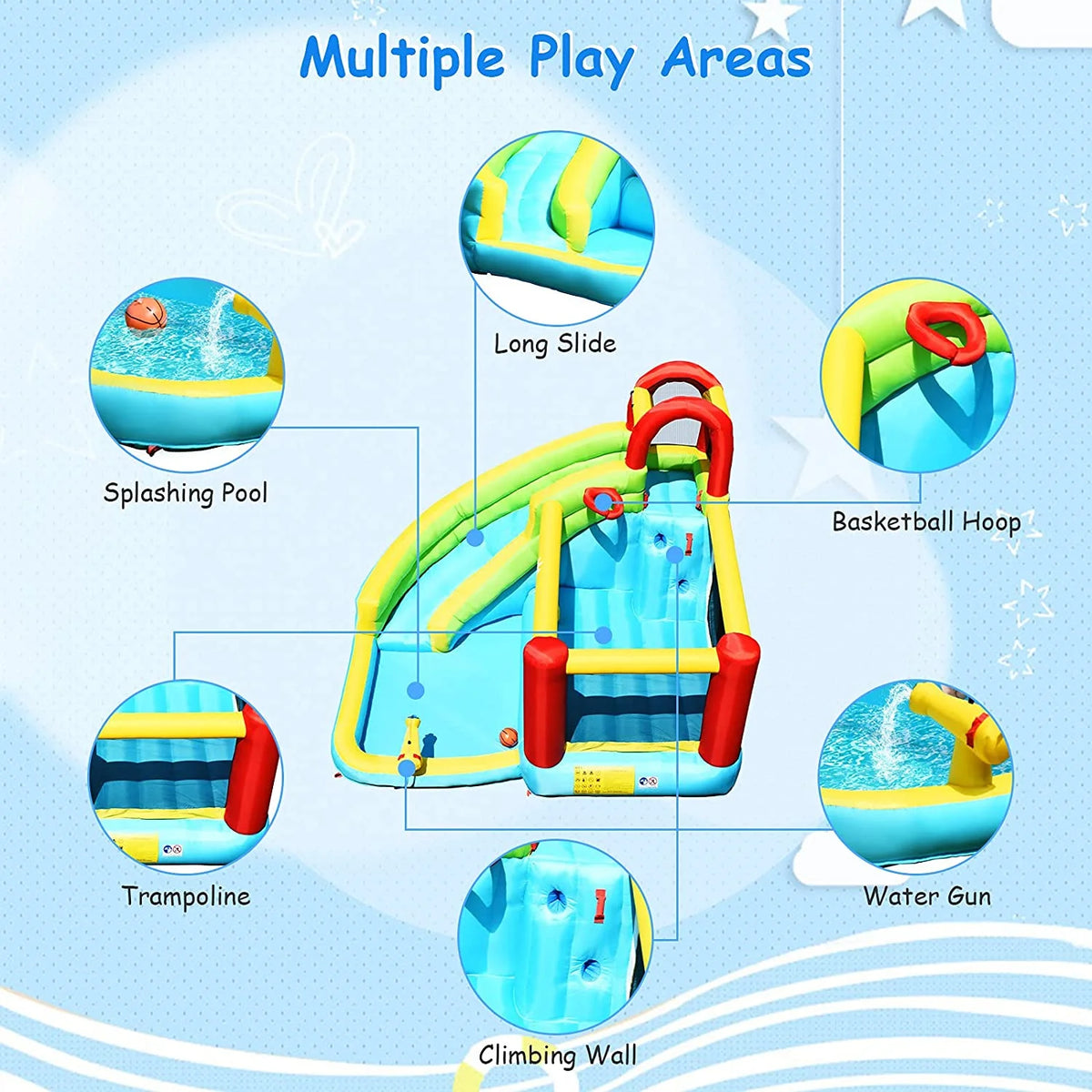 Inflatable Water Slide Bounce House with Splash Pool U98907
