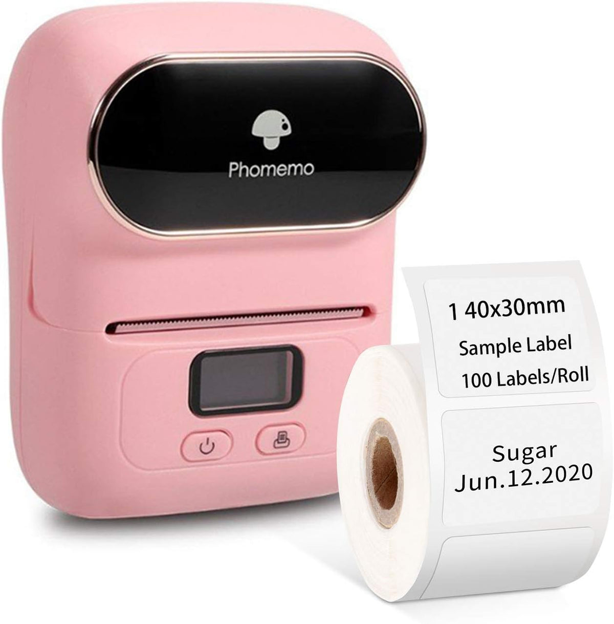 Pink Portable Bluetooth Thermal Label Printer with 1 40×30mm Label J164