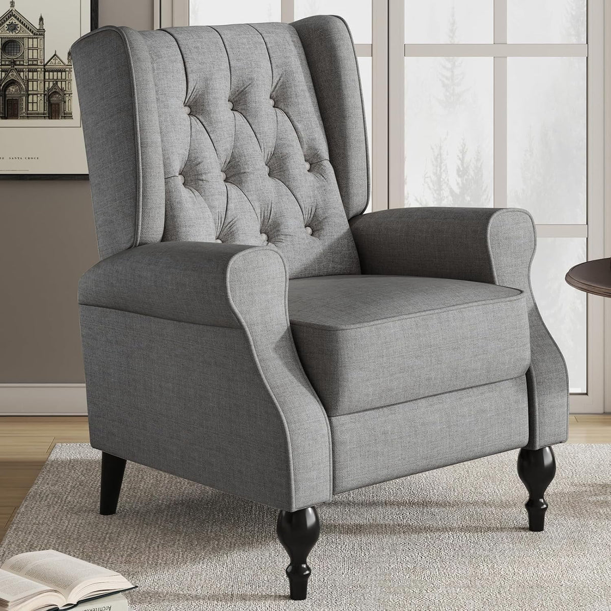 Dark Grey Upholstered Recliner Chair D621925