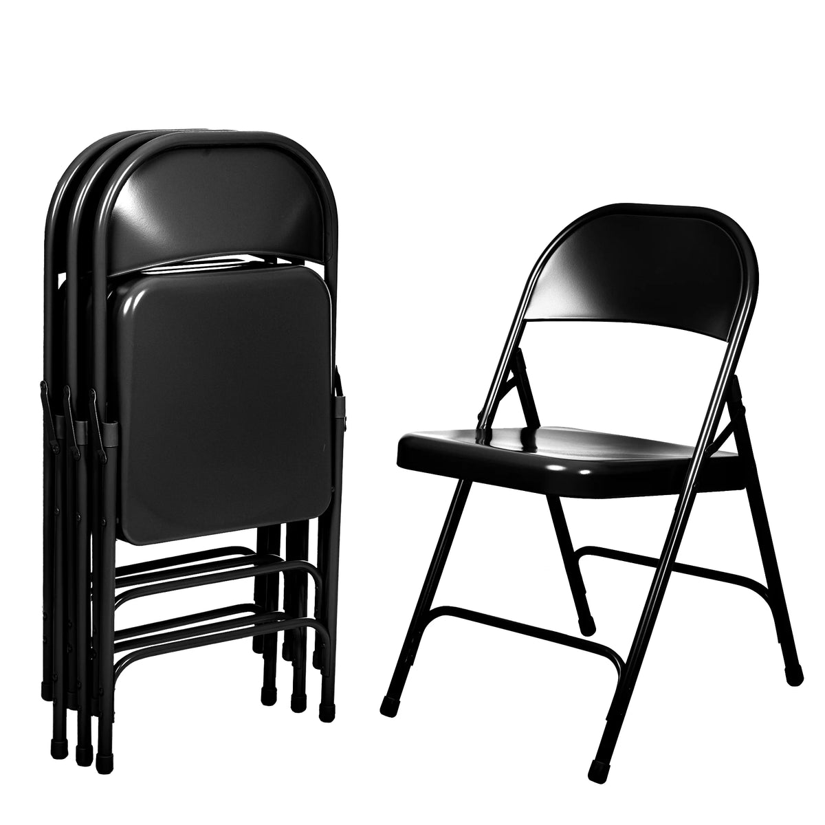 Black Steel Folding Chair, Pack of 4 T905