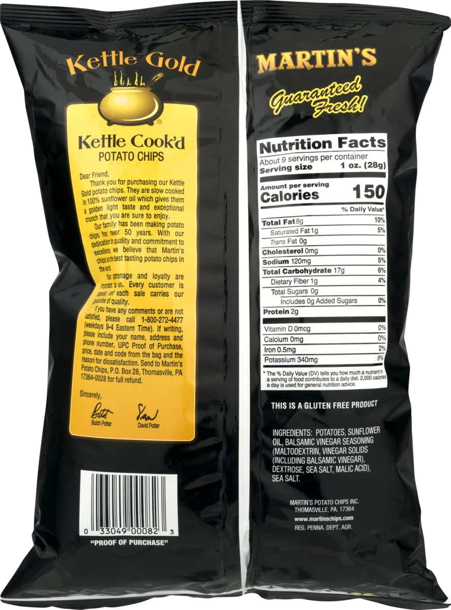 Gold Kettle Cook'd Sea Salt & Balsamic Vinegar Potato Chips 3-Pack 8 oz H5076