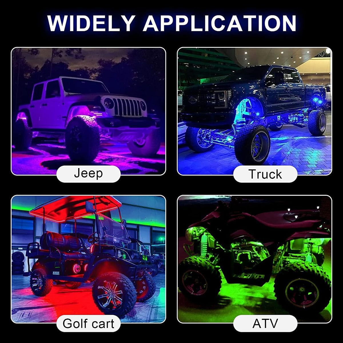 RGB LED Rock Lights, Waterproof Car Neon Light Kit (8 Pods) W487122