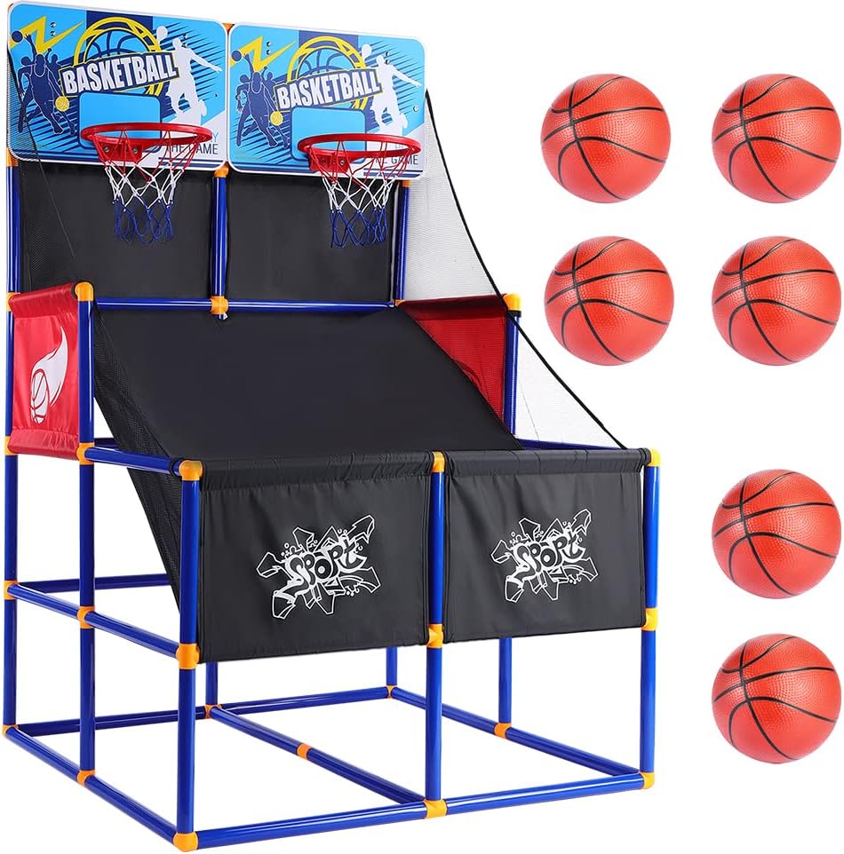 Kids Arcade Basketball Hoop with 6 Basketballs and Air Pump K3757