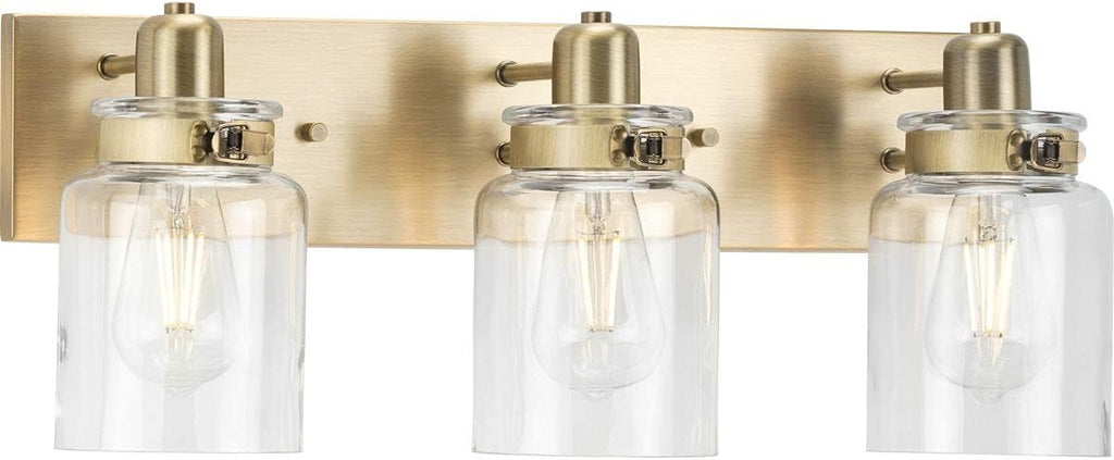 3-Light Clear Glass Farmhouse Bath Vanity Light B200042