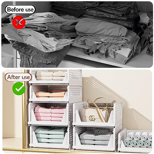 5 Pack White Stackable Plastic Storage Bins P847