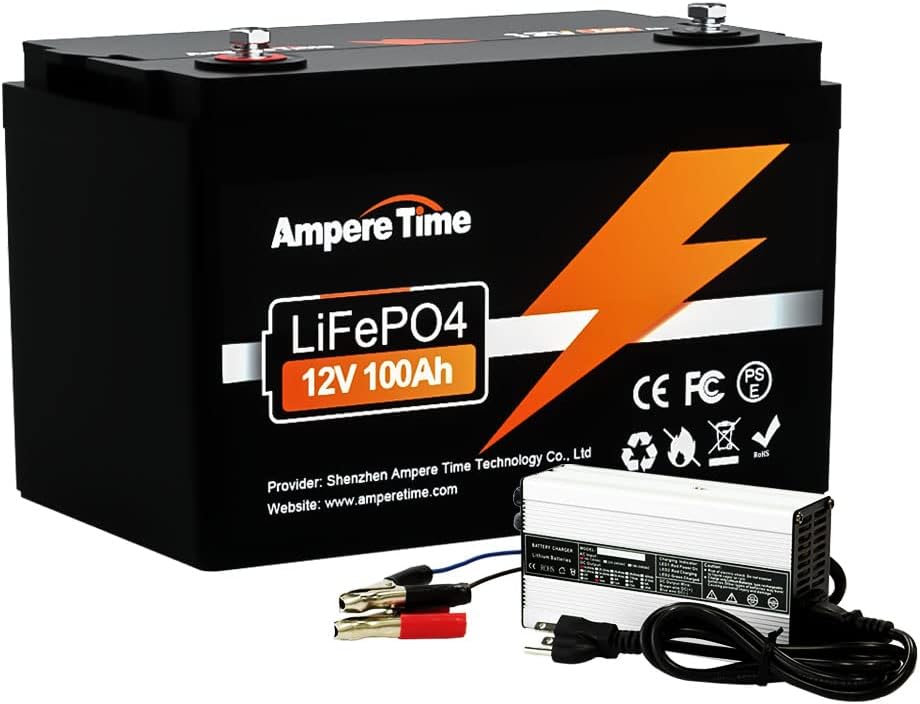 12V 100Ah LiFePO4 Battery with 14.6V 10A Charger H586