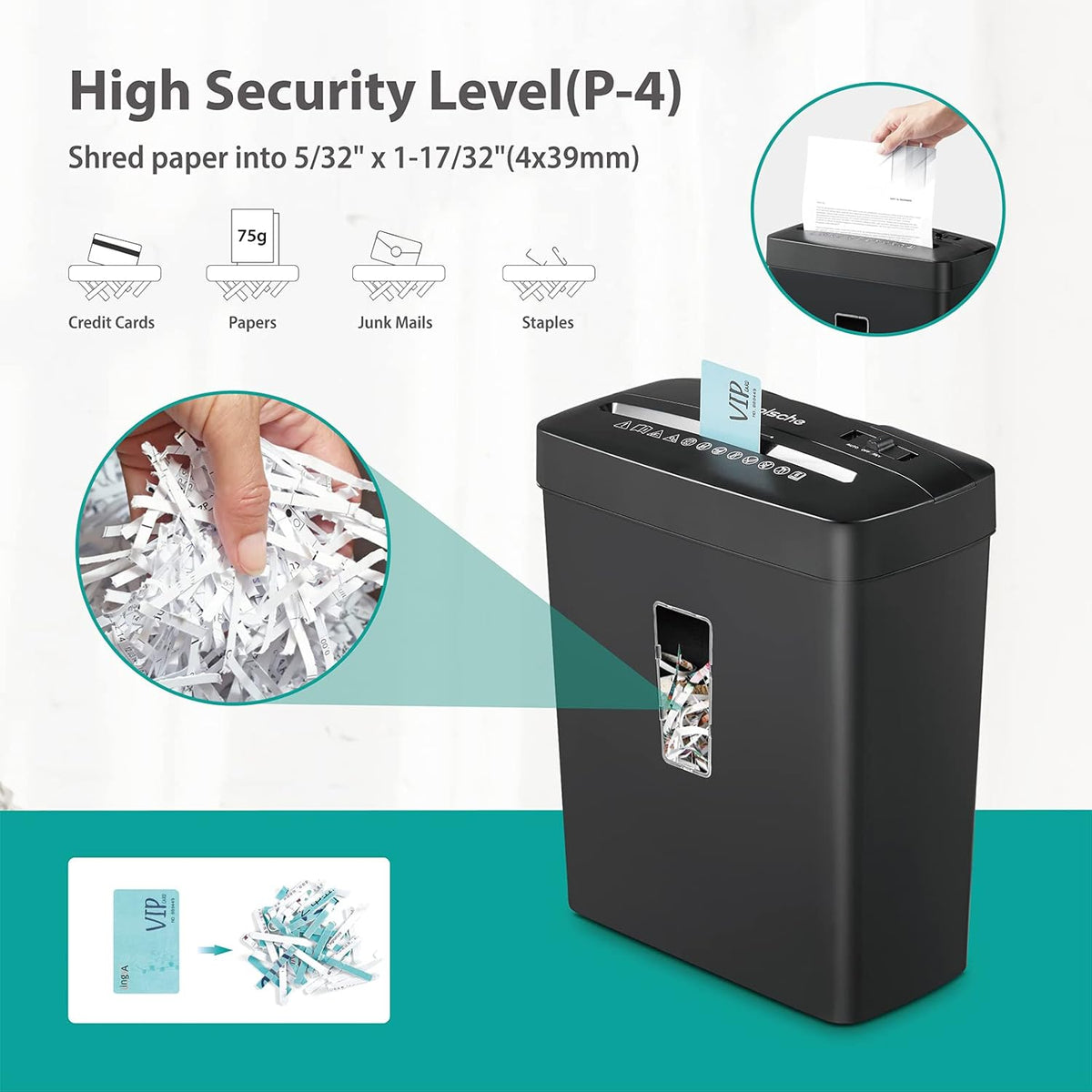 6-Sheet Cross Cut Paper Shredder with Security Lock T457
