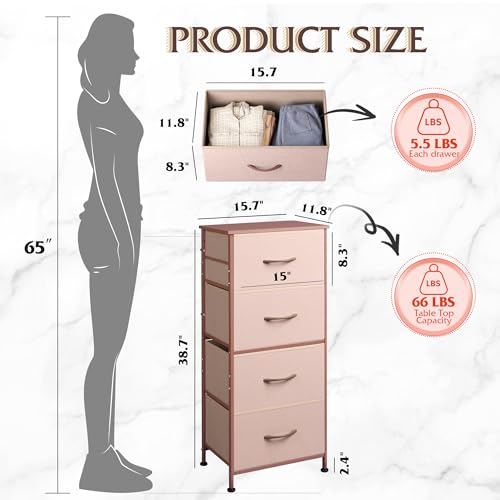 Rustic Brown 4 Drawer Fabric Storage Dresser M5246