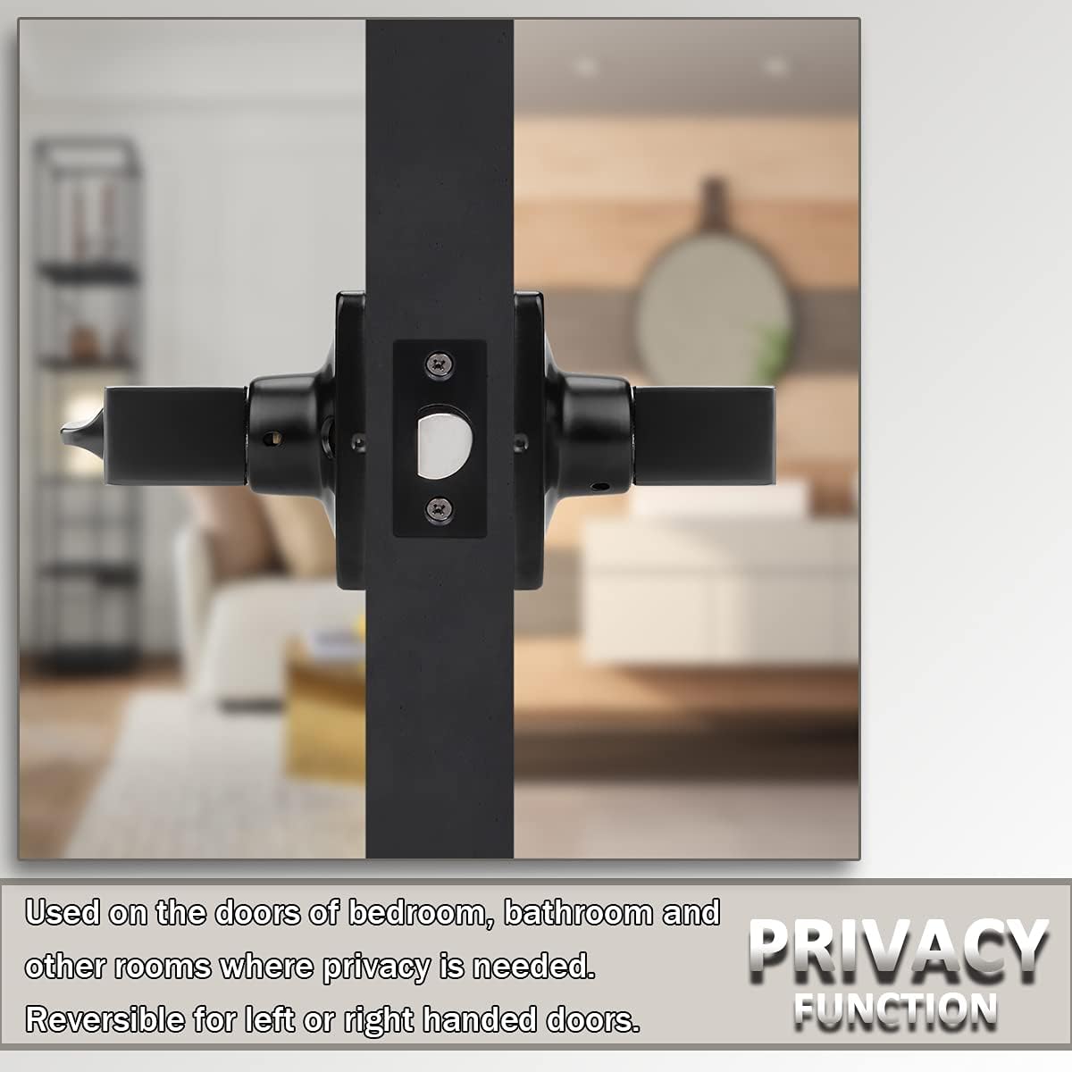 5 Pack Black Door Handles with Lock Privacy Door Levers M4833