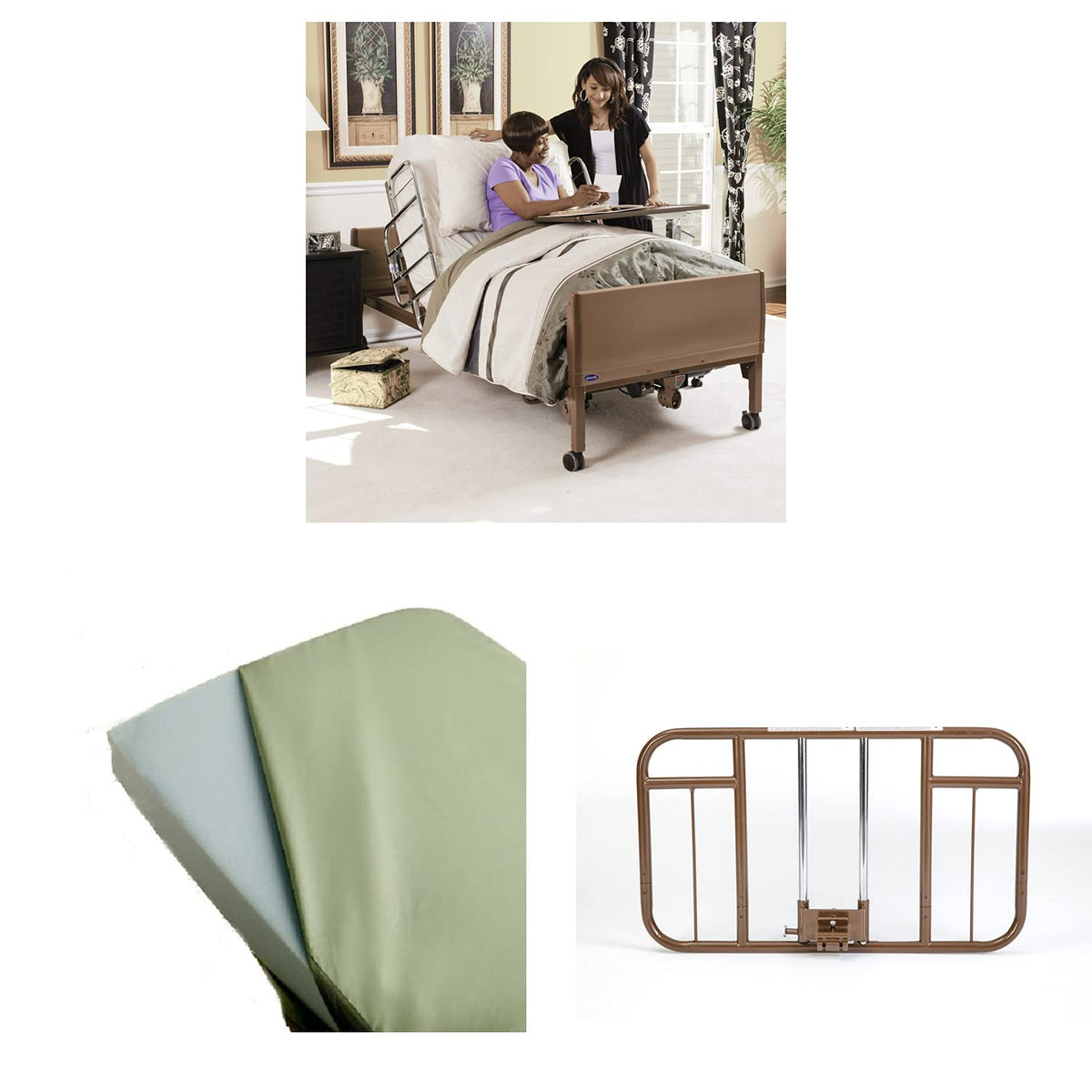 Full-Electric Homecare Bed with Mattress and Half Length Rails H7978