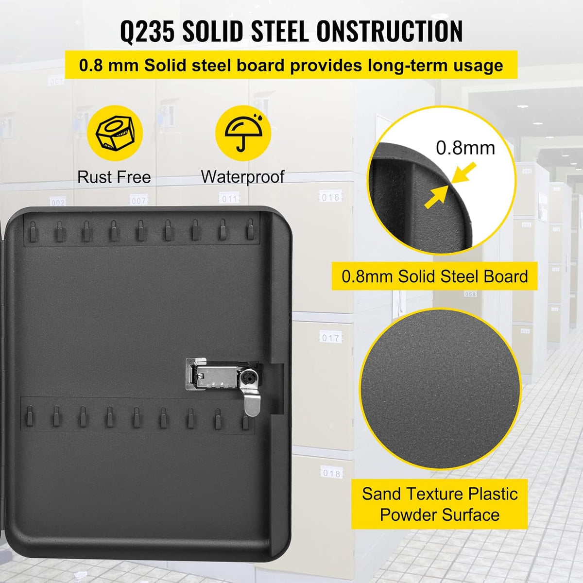 Black Steel Key Cabinet, 72 Positions, Wall Mounted, Pack of 2 V133
