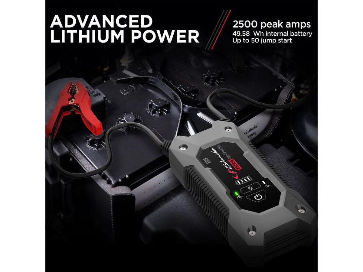 Restored Lithium Jump Starter and USB Power Pack 2500 Peak Amp 12V E80340