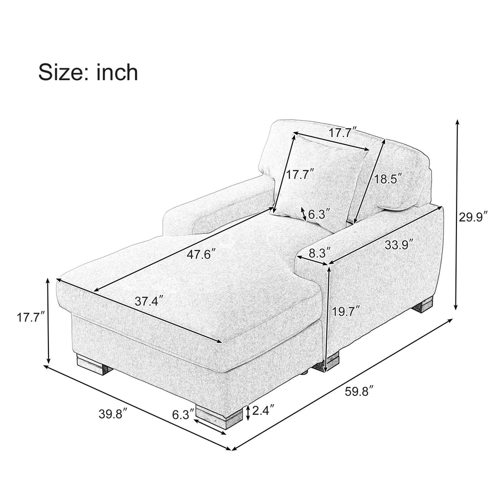 Oversized Gray Chaise Sleeper Sofa R8819