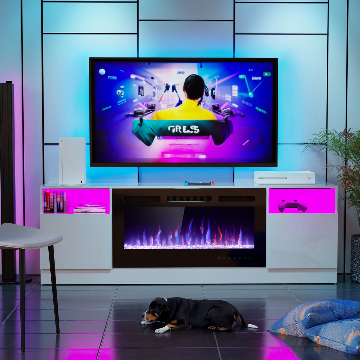 70" Fireplace TV Stand with 36" Electric Fireplace B62797