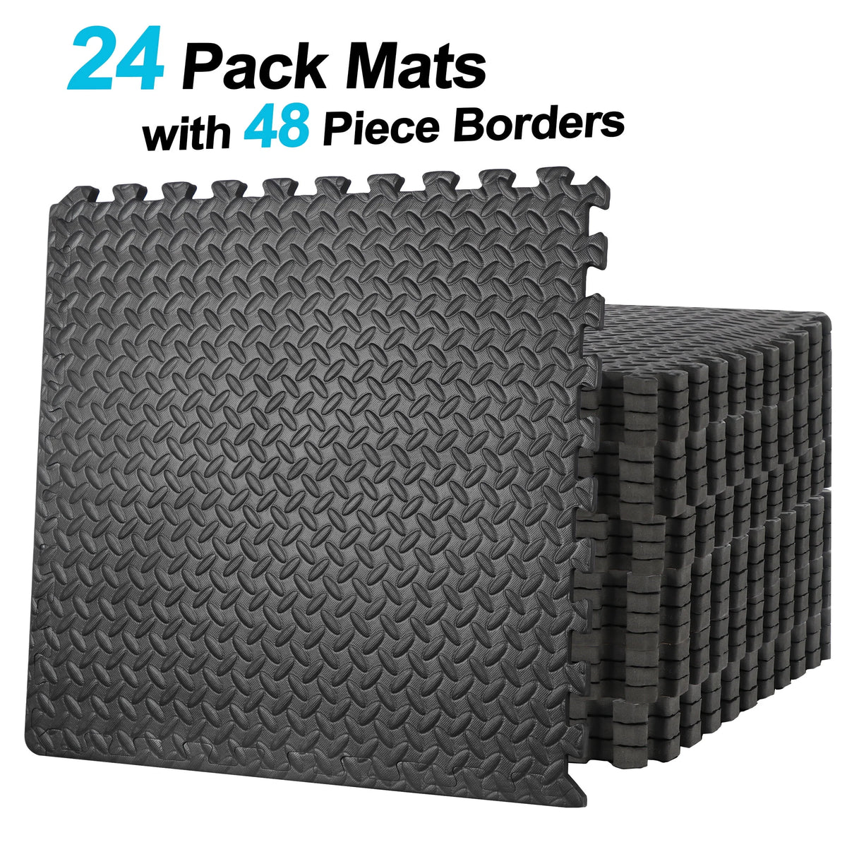 24 Pc Interlocking EVA Foam Exercise Mat 3/4'' Black T743276