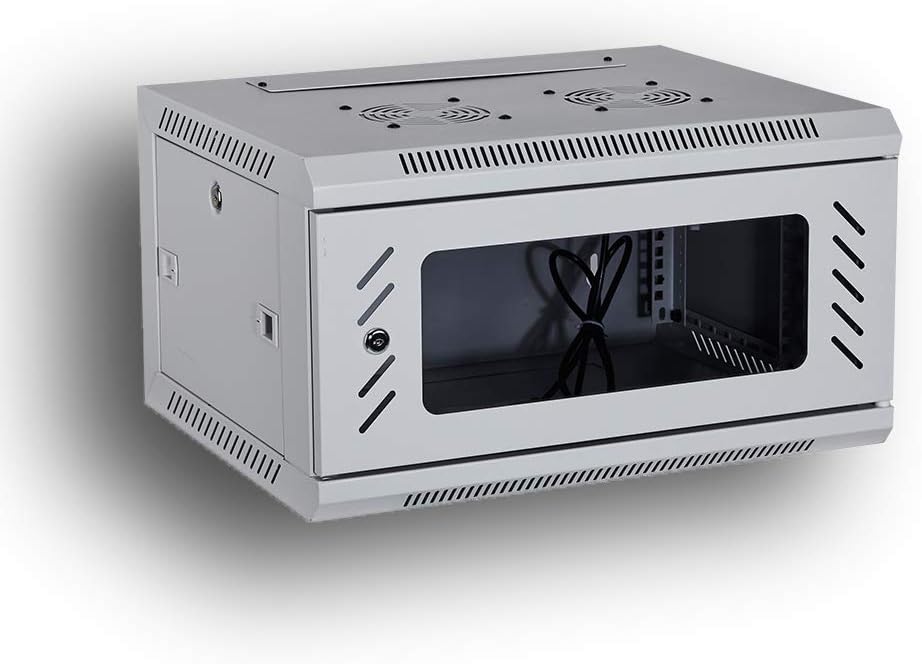 Wall Mount Rack Server Cabinet 19-Inch Network Enclosure with Locking Glass Door 16-Inches Deep T379370
