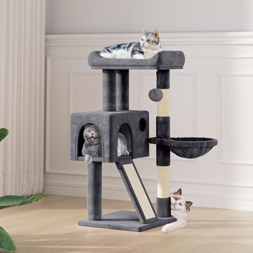 Soft Pink 36 Inch Cat Tree with Condo and Hammock X196
